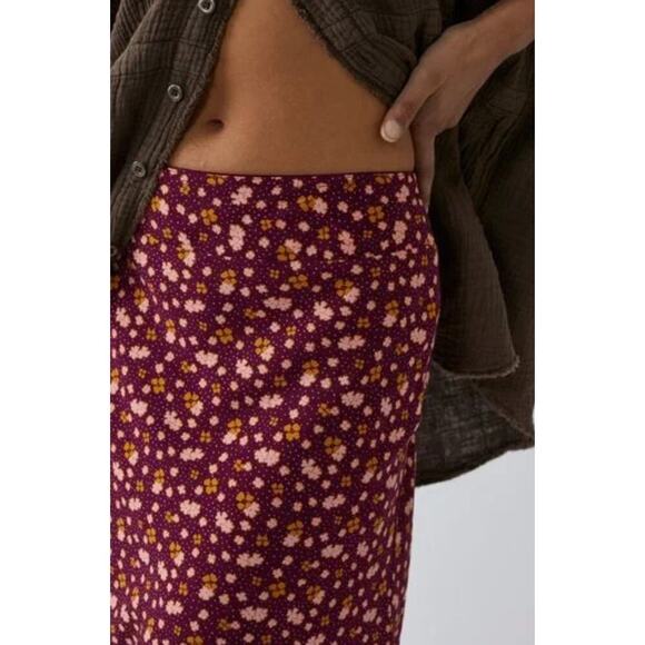 Free People In Real Life Midi Skirt Plum Size 12 Bohemian Hippie Vamp Whimsigoth - Picture 4 of 11